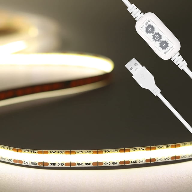 Tiras de luces LED COB PAUTIX de 5 V alimentadas por USB