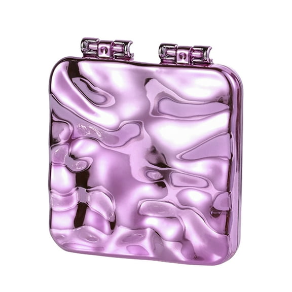 Mirror, Compact Travel Makeup Compact Mirror with Light For Purse, Folding Handheld Small Lighted Mirror for Gift - Purple