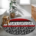 thumbnail image 3 of Round Rugs 4Ft, Black Red Round Area Rug Washable Indoor Throw Carpet, Garden Floral Stripe Aesthetic Flower Boho Soft Non Slip Circle Rug for Kitchen Nursery Room Home Decor Aesthetic, 3 of 8