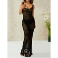 thumbnail image 2 of hirigin Women Bikini Cover Up Long Dress Sleeveless Low-Cute U-Neck Crochet Hollow Tassel Sarong Dress Ladies Swimwear Cover-Up, 2 of 9