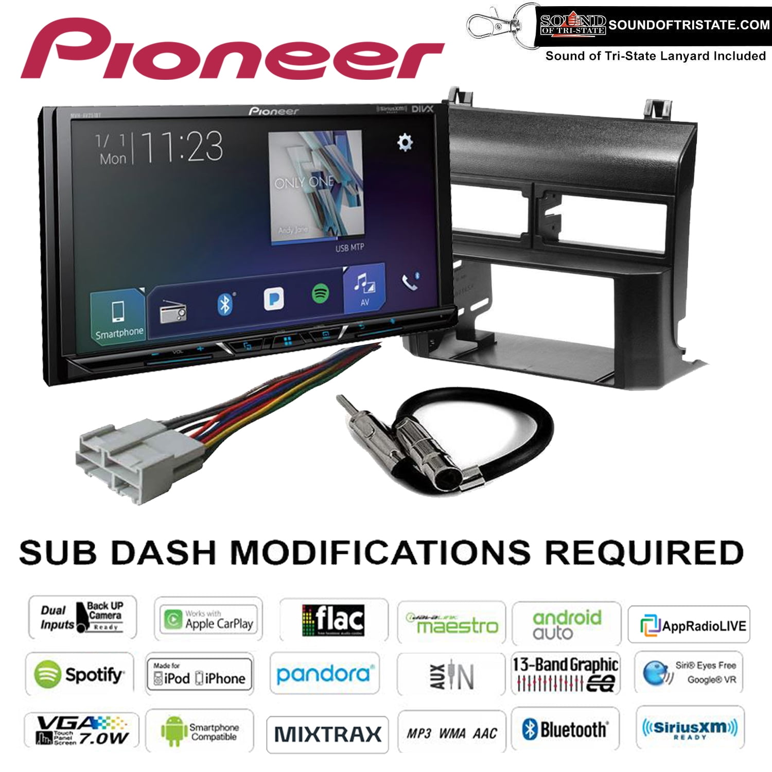Pioneer MVHAV251BT Digital Receiver Kit Fits 8894 Blazer Silverado