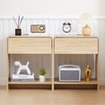 thumbnail image 4 of Wirrytor Nightstand Set of 2 with Charging Station for Bedroom , Wood Wide Bedside Table with Drawer and Shelf, Wide Side Table with Storage for Home Office, End Table for Living Room,Oak, 4 of 9