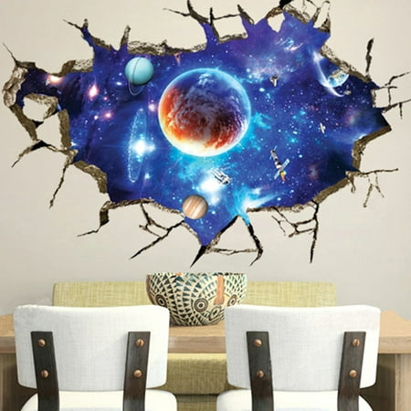 3d Floor Wall Stickers Planet Outer Space Children Bedroom