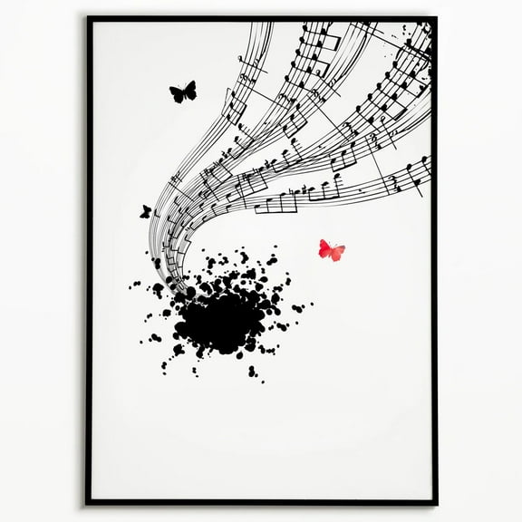Poster Music Note Art, Music Poster, Wall Art, Poster Print, Wall Decor, Black And White, Retro Art, Music Art, Classic Design, Contemporary Art - No Framed, Vintage Wall Art, Hot Trend!, 8x12