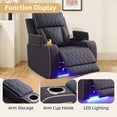 thumbnail image 6 of Caberryne Power Recliner Sofa Set with LED Lights,Suede Leather Reclining Sofa and Chair with Coffee Table/Arm Storage/Cup Holder,2-Piece Living Room Furniture Set with 3 Recliners for House(Navy), 6 of 6