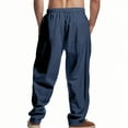 thumbnail image 3 of Stamzod Mens Sweatpants with Pockets Fashion Solid Color Casual Elastic Waist Trousers Pants with Drawstring Plus Size Summer Pants for Men Navy B XXL, 3 of 6