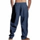 thumbnail image 3 of Pantalones largos para hombre, informales, holgados, de pierna ancha y con bolsillos con cordón, rectos, de poliéster., 3 of 7