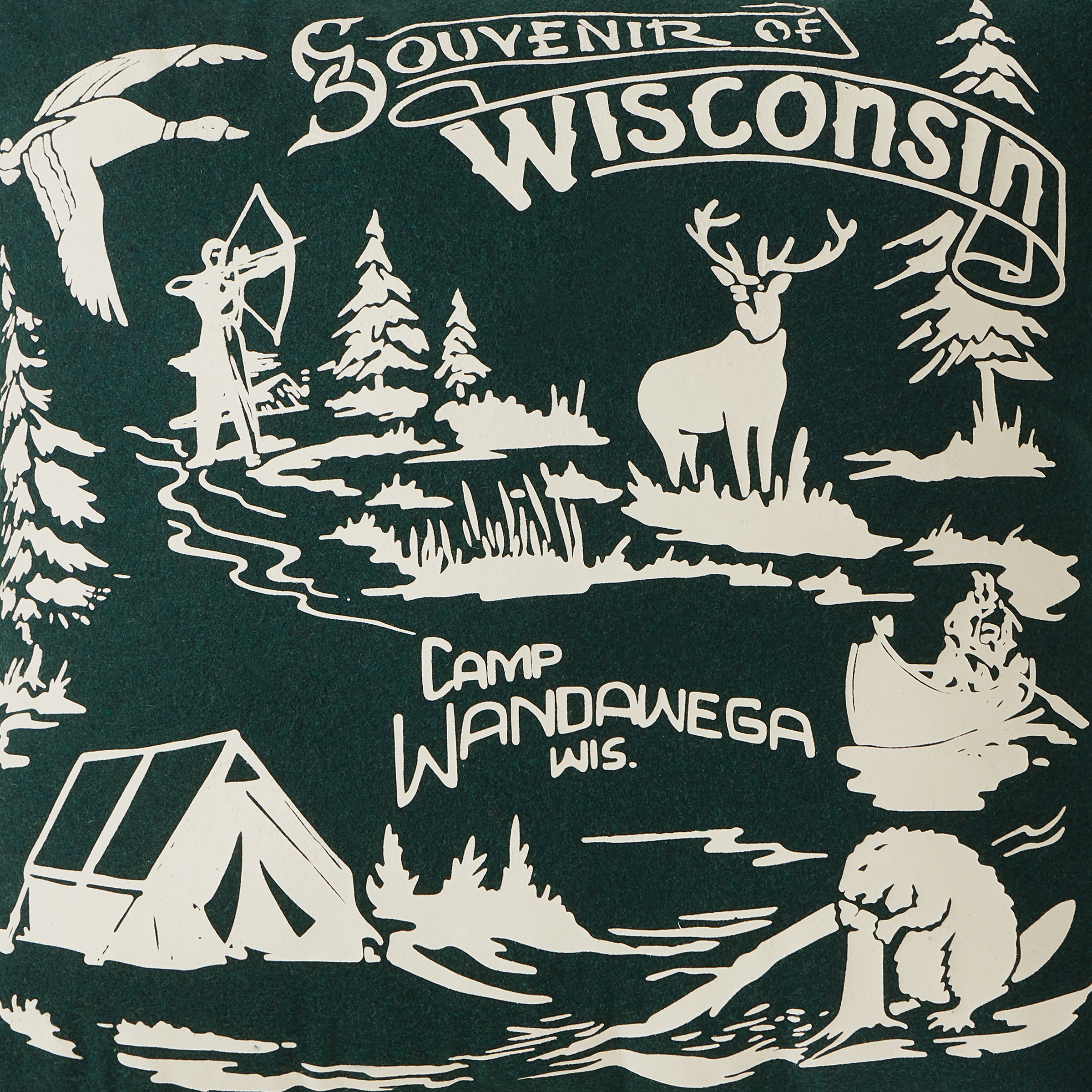 Makers Collective Camp Wandawega Souvenir Green Decorative Pillow, 20"X20"