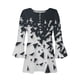 thumbnail image 4 of ICHUANYI Clearance Women's Casual Trumpet 3/4 Sleeve Buttoned Basic Ruched Corset Tunic Tops Pleated T-shirts Blouses(Navy, XL) ICHUANYI WER2023081004465, 4 of 5
