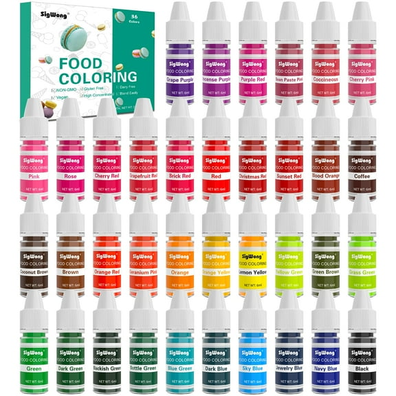 Food Coloring - SCH4 36 Color Concentrated Liquid Food Coloring Set - Neon Liquid Food Color Dye for Baking, Decorating, Icing, Cooking, Slime Making Kit and DIY Crafts, 6ml Bottles (0.25 Fl. Oz)