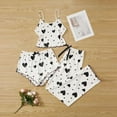 thumbnail image 2 of ZQUUVOU Women's Pajamas 3 Piece Sets Knit Ribbed Heart Print Camisole Shorts and Long Pants Soft Sleepwear Black, 2 of 4