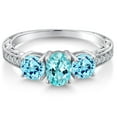 thumbnail image 3 of Gem Stone King 1.93 Ct Oval Blue Apatite 925 Sterling Silver Ring (Size 5), 3 of 6