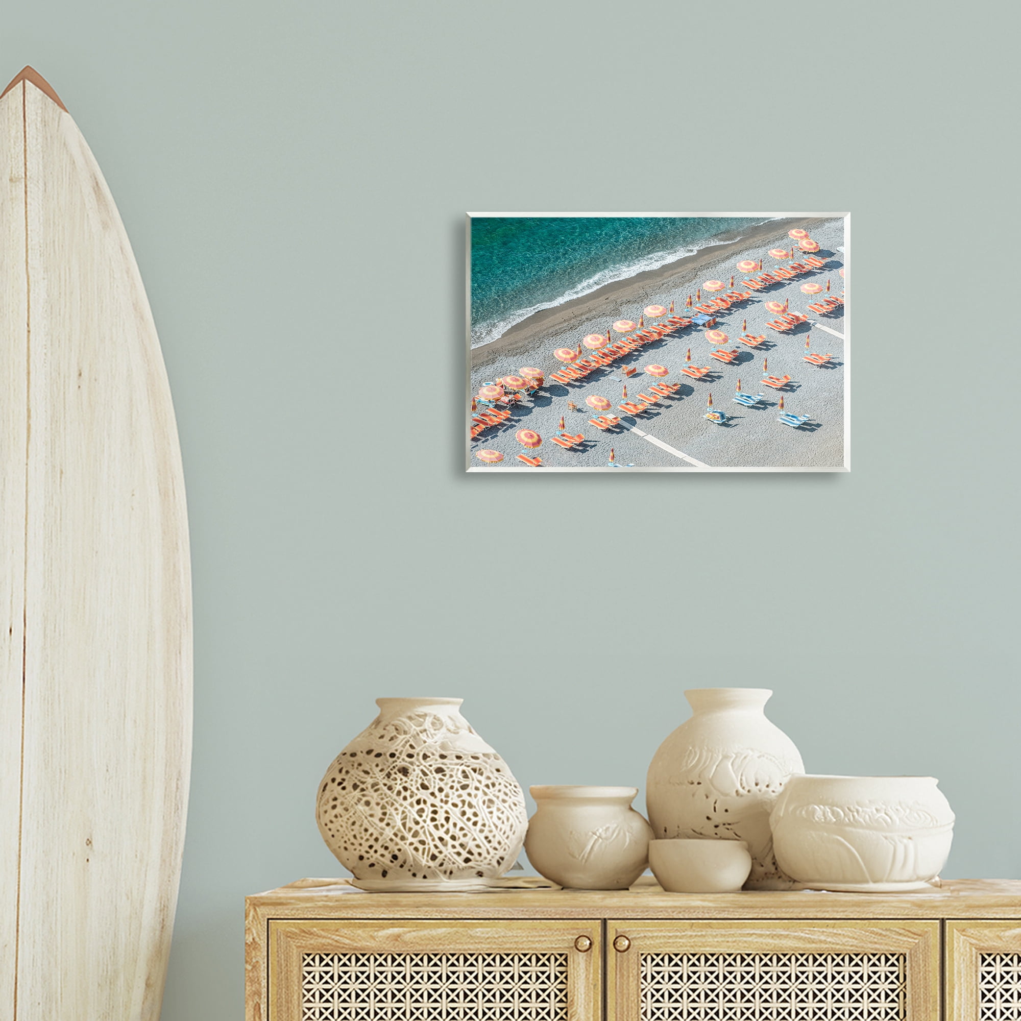 Stupell Industries High Tide Beach Umbrellas Landscape Painting Unframed Art Print Wall Art, 19 x 13