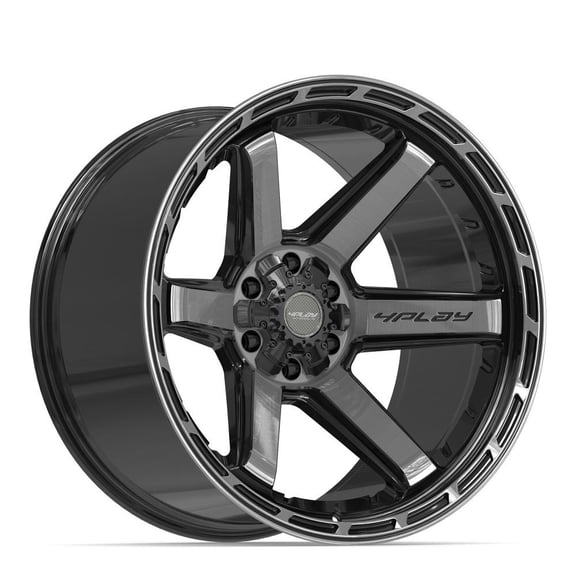 4PLAY Wheels 4P63 22 Inch Rims Fit 6x135 & 6x139.7 22x12 Gloss Black Brushed with Tinted Clear (Set of 4)