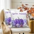 thumbnail image 4 of Fall Purple Pumpkins Throw Pillow Covers 18x18 Set of 2,Farmhouse Linen Pillow Cases for Bedroom Sofa Couch, 4 of 6