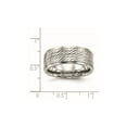 thumbnail image 4 of Mens Stainless Steel 9mm Brushed Center Ridged Edge Diamond Cut Ring for Men, 4 of 6