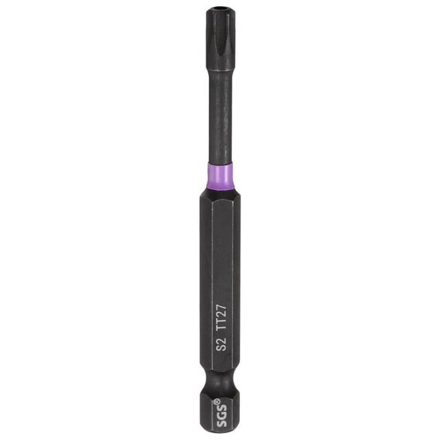 Uxcell TT27 Torx Impact Screwdriver Bit 1/4" Hex Shank 3" Long Magnetic with Hole