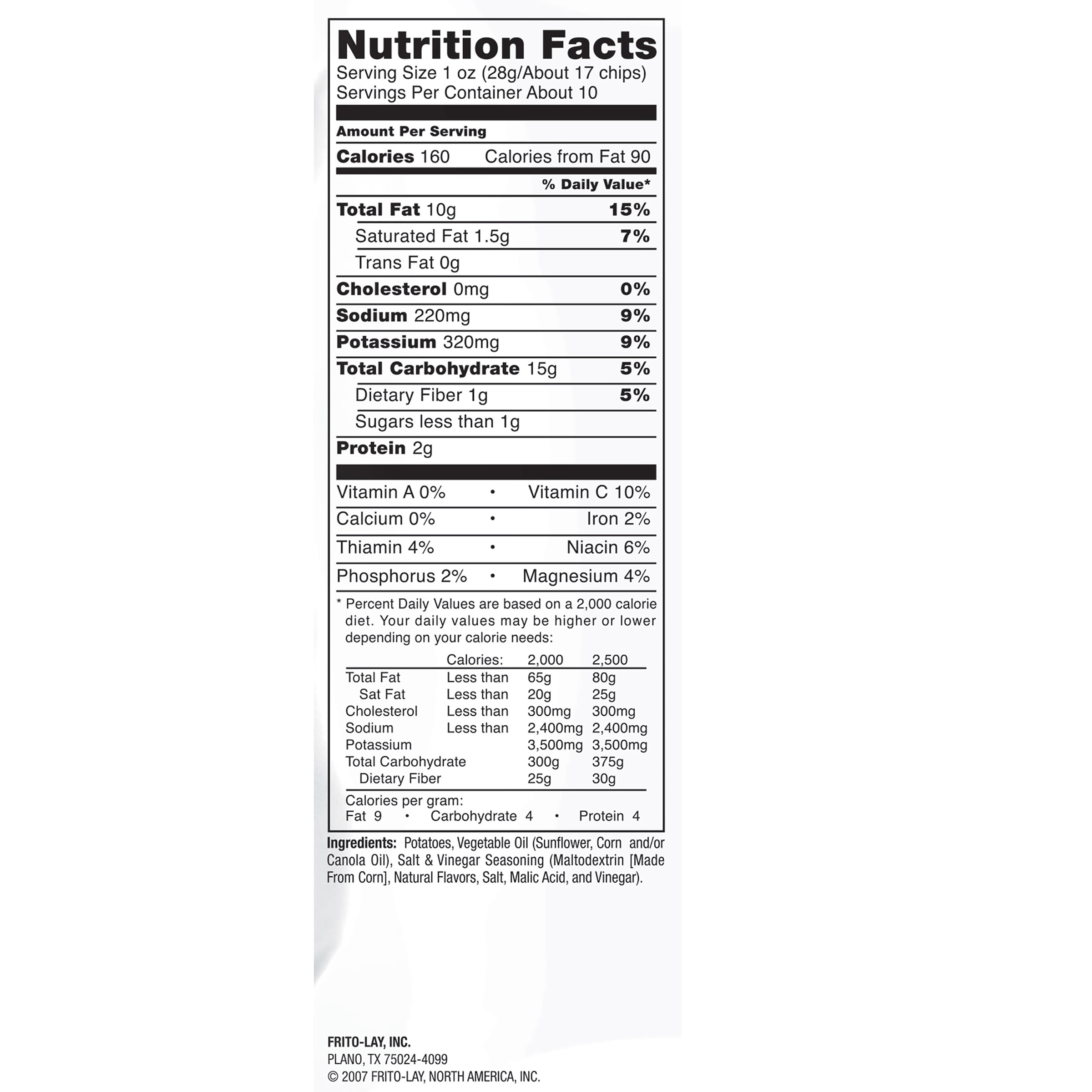 bag en: Chip Bag Nutrition Label
