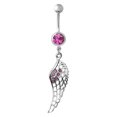 thumbnail image 3 of Koszal Rhinestone Hollow Feather Wing Dangle Navel Belly Button Ring Body Piercing, 3 of 6