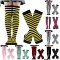thumbnail image 4 of Becaristey Over Knee Socks Easy To Wear Highly Elastic And Durable Soft And Breathable Comfortable To Wear Polyester Easy To Match Black 1Set, 4 of 6