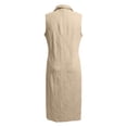 thumbnail image 7 of DHFJKG Summer Dresses For Women Beach Long Dress Sleeveless Turndown Collar Loose Fit Solid Color Flowy A-Line Side Slit Sundress Stylish Dresses, 7 of 7