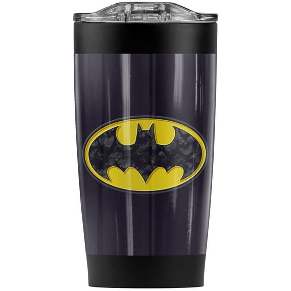 Batman Bats In Logo Stainless Steel Tumbler 20 oz Coffee Travel Mug/Cup, Vacuum Insulated & Double Wall with Leakproof Sliding Lid | Great for Hot Drinks and Cold Beverages
