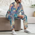 thumbnail image 7 of Honeii Dolphin Rainbow Horse Pattern Mens Pajamas Set,2pcs Men's Lounge Long Sleeve Sleep Shirt and Pajama Bottoms Sleepwear Set,Mens Pjs Sets-Large, 7 of 7