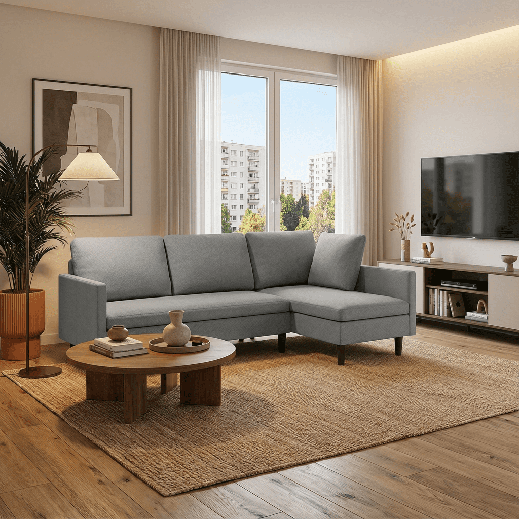 Aiho 79.1" Sectional Couch, L-Shaped Modular Sofa Bed with Deep Seat & Soft Seat Cushions, Convertible Sofa Bed for Living Room, Apartment, Light Gray
