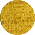 thumbnail image 1 of Ahgly Company Machine Washable Indoor Round Abstract Yellow Contemporary Area Rugs, 8' Round, 1 of 4
