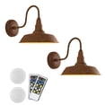 thumbnail image 1 of FSLiving 2-Lamps Battery Wall Lamp 55 Lumens Dimmable LED Remote Control No Wire Rust Metal Wall Light Fixture Industrial Retro Goose Neck Design for Corner Loft Bedroom -Easy to Install, 1 of 7