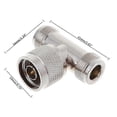 thumbnail image 4 of Adaptador coaxial de 3 vías con conector RF triple en forma de T N macho a 2 N hembra, color plata., 4 of 5