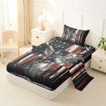 thumbnail image 2 of Manfei Woodland Moose Twin Sheets,Vintage American Flag Bedding,3 Pieces,1 Fitted Sheet and 1 Pillowcase, 2 of 6