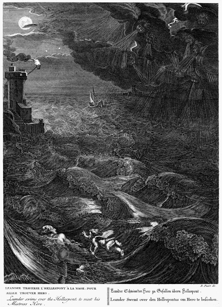 Mythology: Leander. /N'Leander Swims Across The Hellespont To Meet His ...