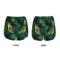 thumbnail image 3 of Balery Peacock Feathers2 Pantalones cortos deportivos para mujer con forro y dos bolsillos, elásticos, para entrenamiento, gimnasio, yoga-Large, 3 of 7