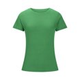 thumbnail image 4 of Otntypg Cute Women's Short Sleeve Tops Casual Scoop Neck Ribbed Knit Slim Fitted Basic Tee Shirts 2025 Summer Trendy Outfits Clothes Green L, 4 of 6