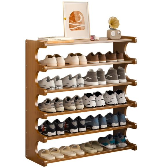 Zapatera E 6 Pisos Bamboo Sólido Para 24 Pares  Restsuko