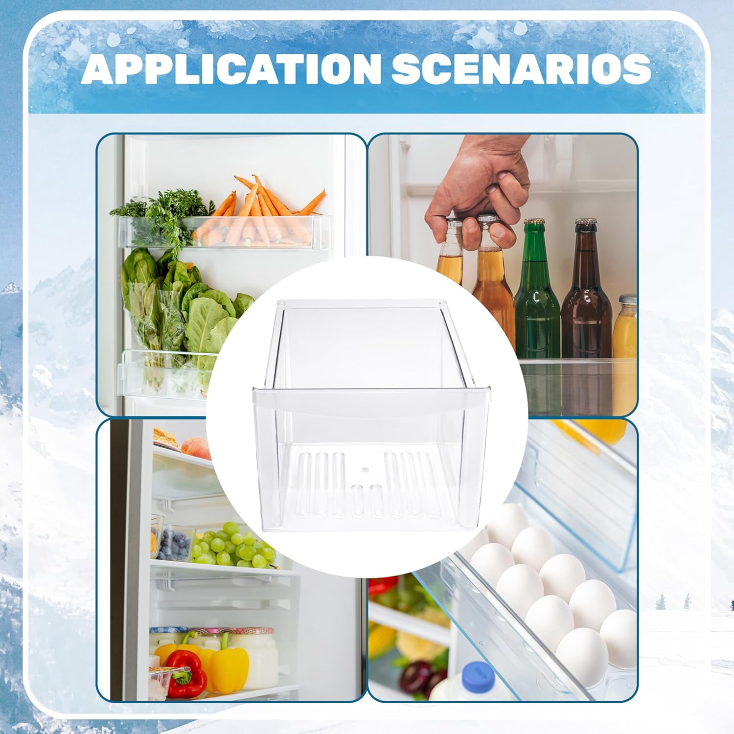240364503 Crisper Drawer Compatible with Frigidaire Refrigerator Freezer 240364502 240364505 240364507 Meat Pan Crisper Bin Plastic (PC) Replacement Only Clear