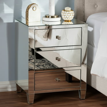 Cadence Hollywood Regency Glamour Style Mirrored Nightstand by 