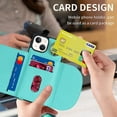 thumbnail image 5 of Crossbody Phone Cases for iPhone 13 with Card Holder for Women,iPhone 13 Case Wallet with Lanyard Strap,PU Leather Magnetic Clasp [360° Rotatable Ring Holder Kickstand],(Mint Green), 5 of 14