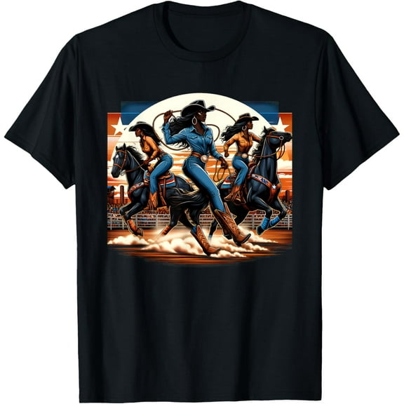 Black Cowgirl Western Rodeo Melanin Black History Texas T-Shirt tee