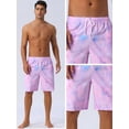 thumbnail image 4 of DARING DIVA Men's Tie-dyed Pattern Drawstring Elastic Waist Board Shorts 36 Purple Blue, 4 of 6