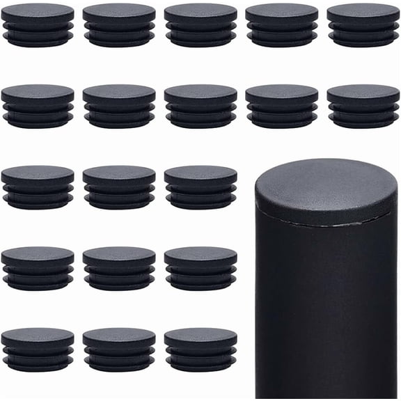 20 Pieces 1.6"/40mm Diameter Round Plastic Plugs Black End Caps Plug Tubing End Cap Chair Leg Inserts for Metal Legs Fences Glide Protection from Chair Legs and Furniture