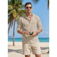 thumbnail image 3 of COOFANDY Men's Long Sleeve Cotton Linen Henley T-Shirt - Hippie Casual Beach Tee, 3 of 7