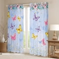 thumbnail image 2 of Homewish Dreamy Butterfly Animal Blackout Curtains Set of 2 (52x84 Each), Watercolor Window Curtains, Kawaii Blue Cartoon Curtains and Drapes, Curtains and Drapes Decor, 2 of 6