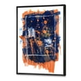 thumbnail image 2 of Designart Abstrait orange et bleu marine ART MURAL À CADRE FLOTTÉ, 2 of 4