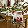 thumbnail image 2 of Red Pine Trees Merry Christmas Table Runner, Winter Xmas Holiday Kitchen Dining Table Decoration for Home Party Decor 13x36 Inch, 2 of 6