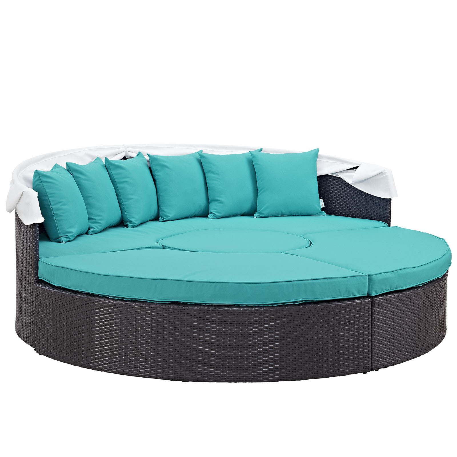 Modway Convene Canopy Outdoor Patio Daybed in Espresso Turquoise - image 4 of 6