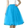 thumbnail image 2 of LEKWK Womens Tulle Skirt Elegant Fluffy Midi Skirt Elastic High Waist Pleated Skirt Multi Layered Mesh Flowy Lining Party Wedding Guest, 2 of 5