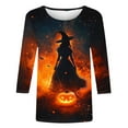 thumbnail image 4 of FDGIU 2025 Women's Plus Size Tunic Tops - Funny Halloween Novelty Shirts, 3/4 Length Sleeve Crew Neck Blouse, Loose Fit Casual Fall Winter Tops, 4 of 5