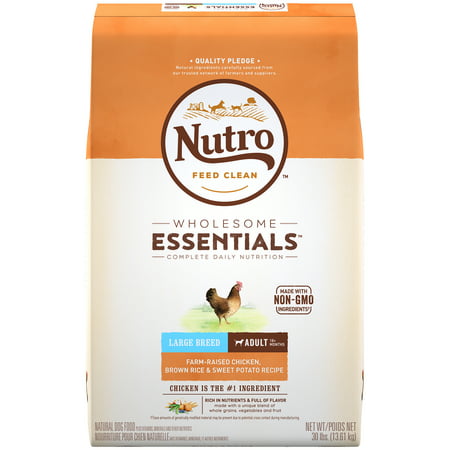 NUTRO WHOLESOME ESSENTIALS Adult Large Breed Dry Dog Food Farm-Raised Chicken, Brown Rice & Sweet Potato Recipe, 30 lb. (The Best Dog Food For Dogs With Allergies)